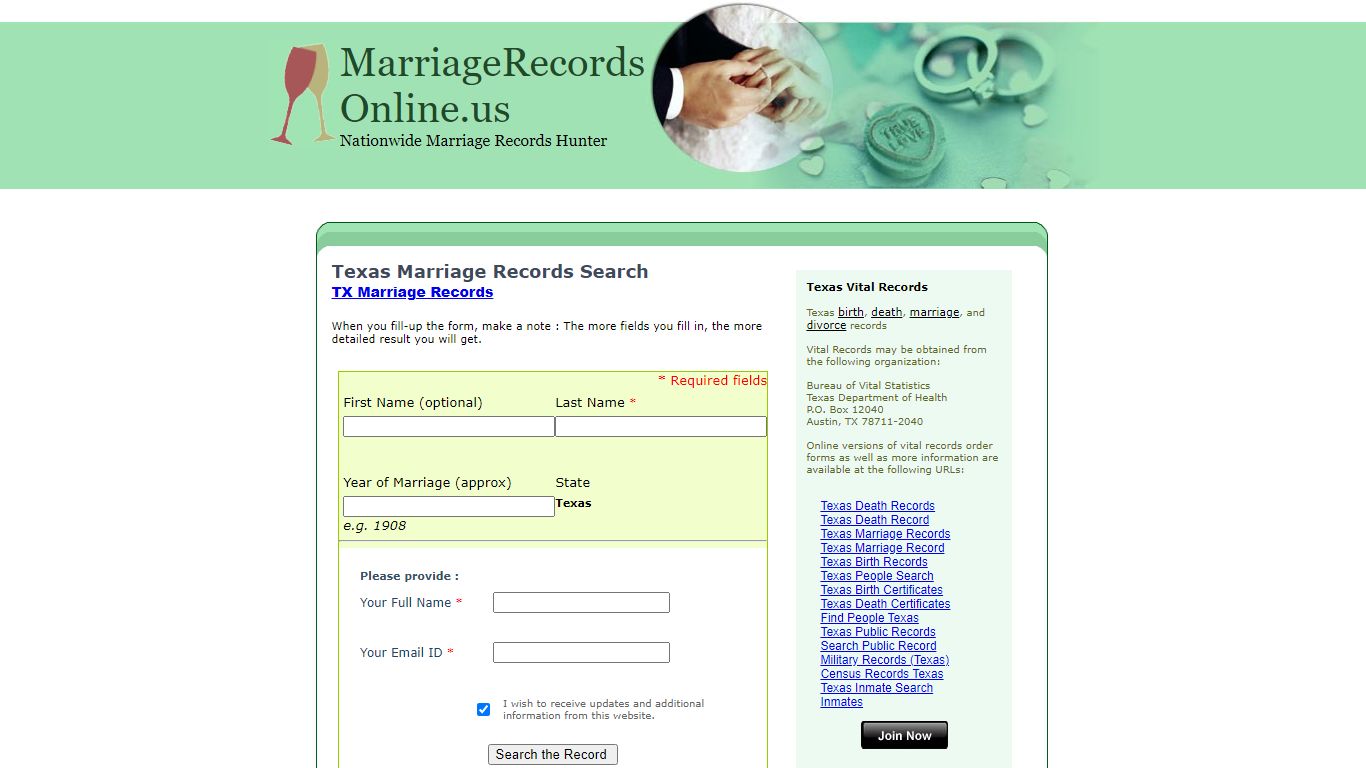 Texas Marriage Records Search