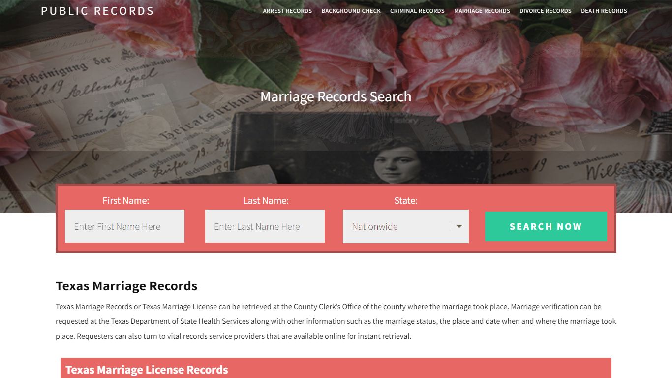 Texas Marriage Records | Enter Name and Search. 14Days Free